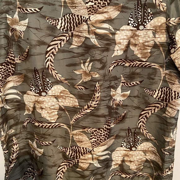 Vintage Galinda Wang 100% Silk Top Shirt Blouse Womens Medium Tropical Floral - Picture 7 of 9